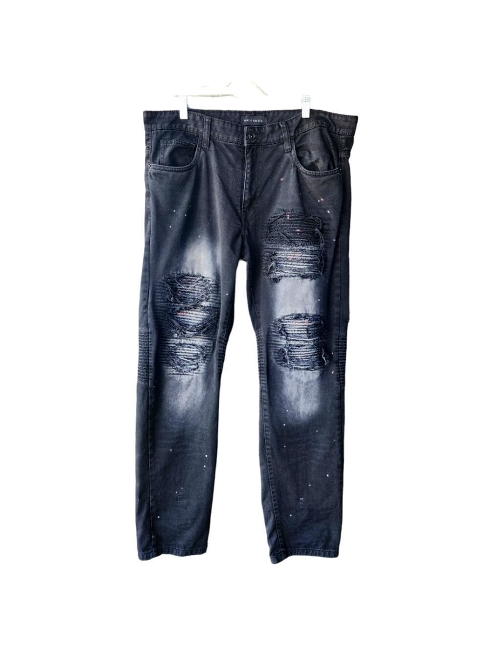Decibel Moto black 36 x 32 mens denim jeans streetwear
